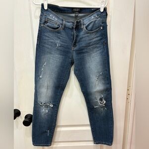 Judy Blue Distressed Skinny Jeans - Dark Blue